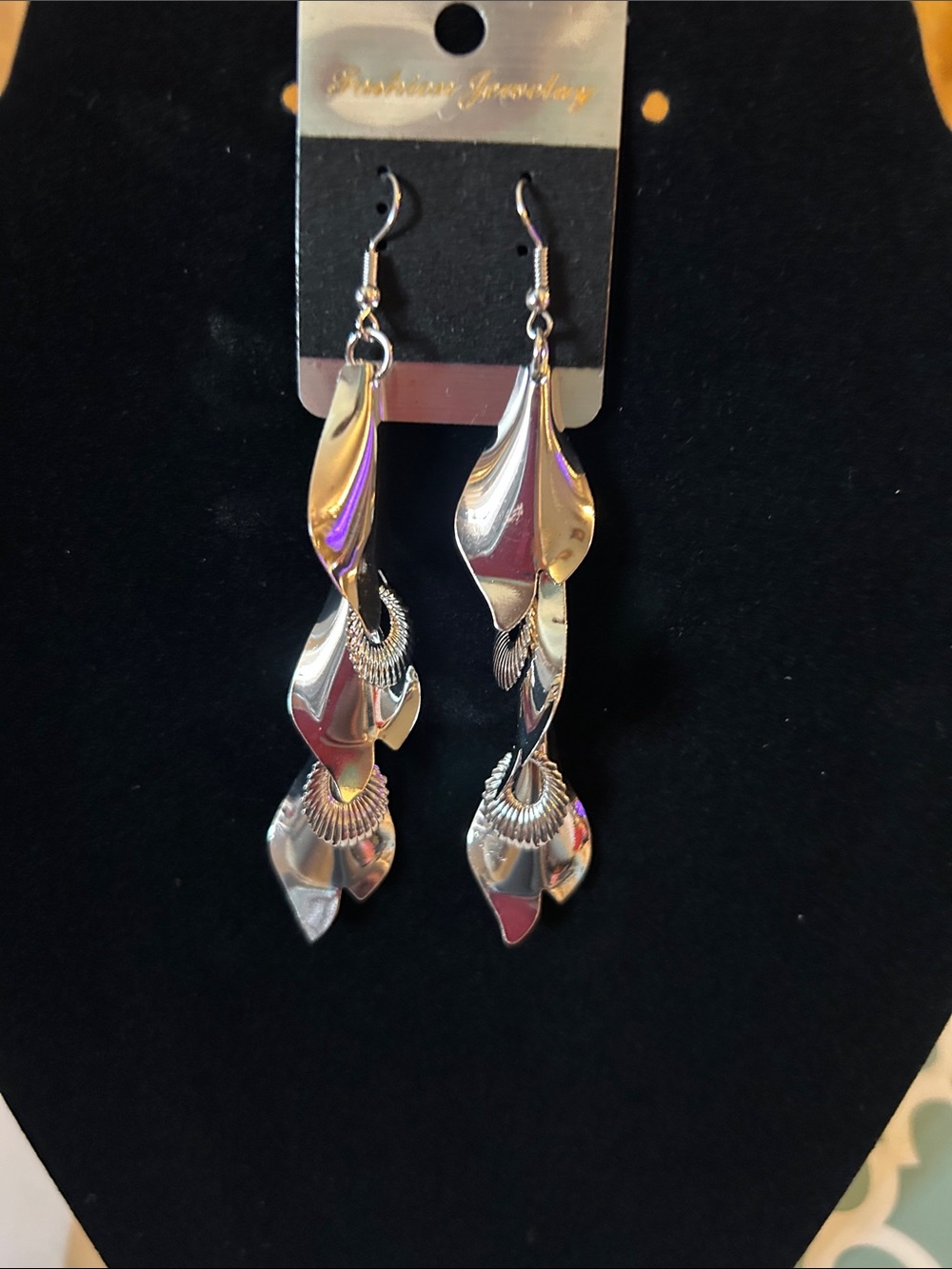 Fashion Jewelry Silver Leaf Cascade Dangle Earrings
